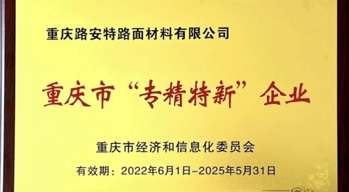 喜報丨路安特獲“2022年重慶市‘專精特新’企業”